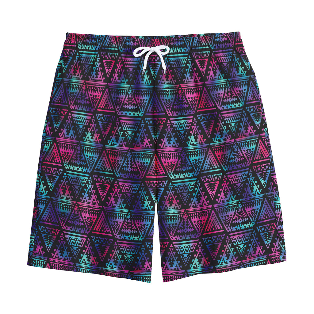 Triangle Ethnic Navajo Pattern Print Cotton Shorts