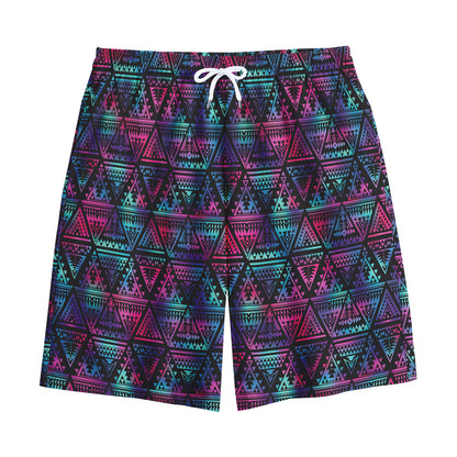 Triangle Ethnic Navajo Pattern Print Cotton Shorts