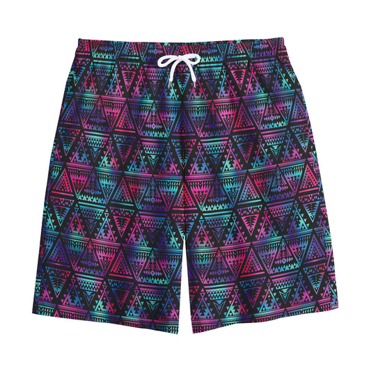 Triangle Ethnic Navajo Pattern Print Cotton Shorts