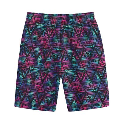 Triangle Ethnic Navajo Pattern Print Cotton Shorts
