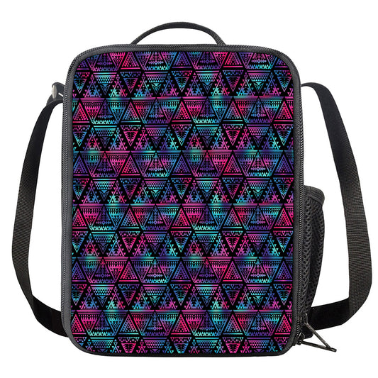 Triangle Ethnic Navajo Pattern Print Crossbody Lunch Bag