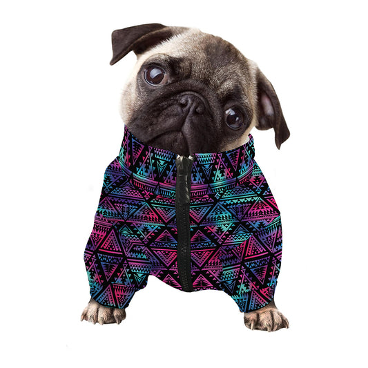 Triangle Ethnic Navajo Pattern Print Dog Zip Up Jacket