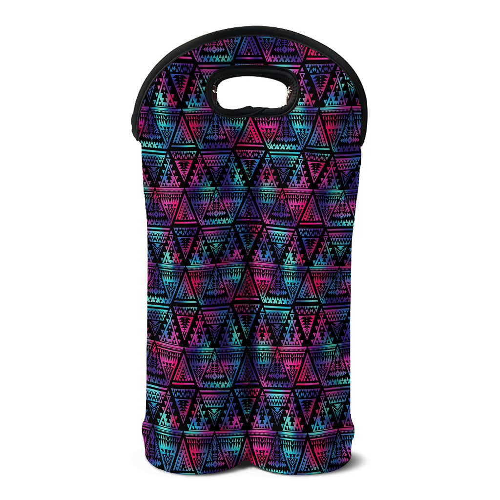 Triangle Ethnic Navajo Pattern Print Double Neoprene Wine Tote