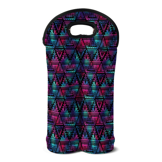 Triangle Ethnic Navajo Pattern Print Double Neoprene Wine Tote