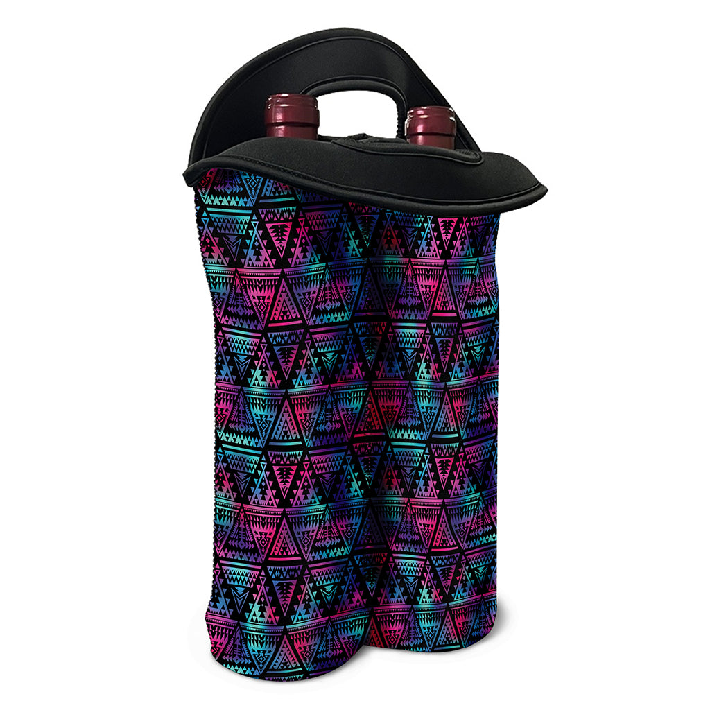 Triangle Ethnic Navajo Pattern Print Double Neoprene Wine Tote