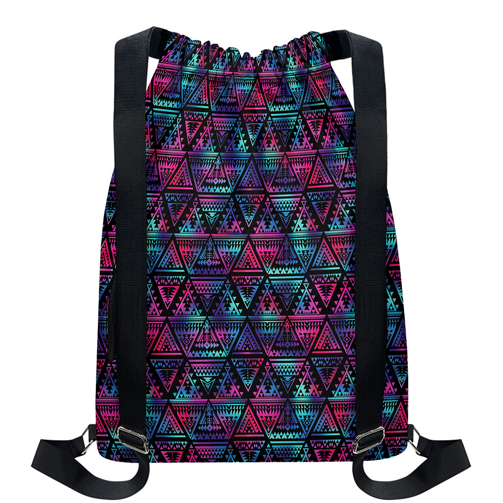 Triangle Ethnic Navajo Pattern Print Drawstring Backpack