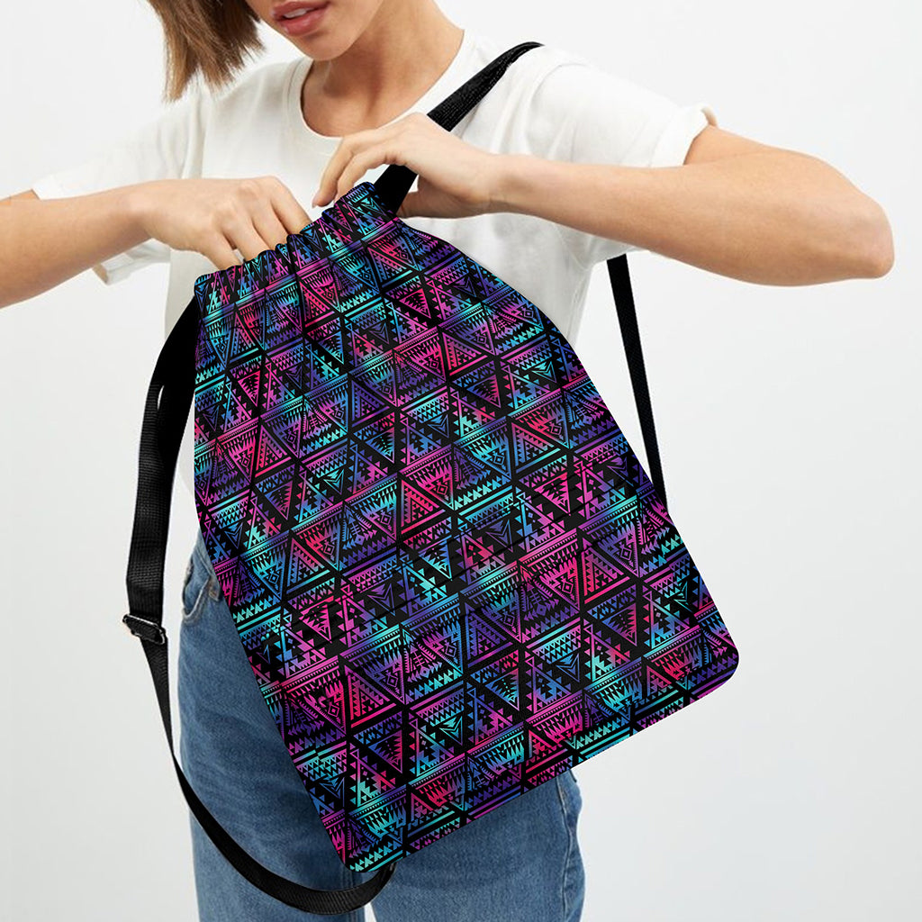 Triangle Ethnic Navajo Pattern Print Drawstring Backpack