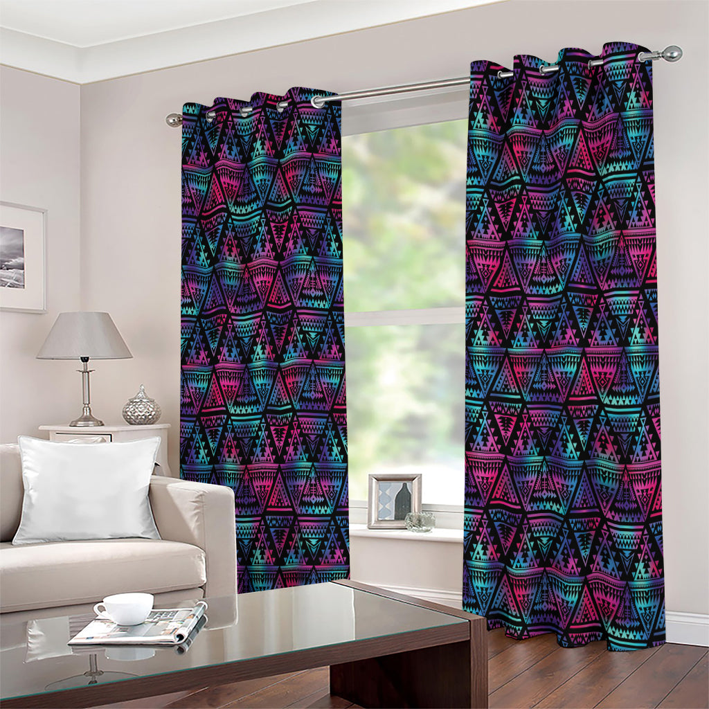 Triangle Ethnic Navajo Pattern Print Extra Wide Grommet Curtains