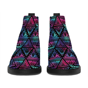 Triangle Ethnic Navajo Pattern Print Flat Ankle Boots