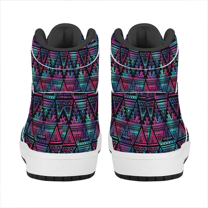 Triangle Ethnic Navajo Pattern Print High Top Leather Sneakers