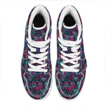Triangle Ethnic Navajo Pattern Print High Top Leather Sneakers