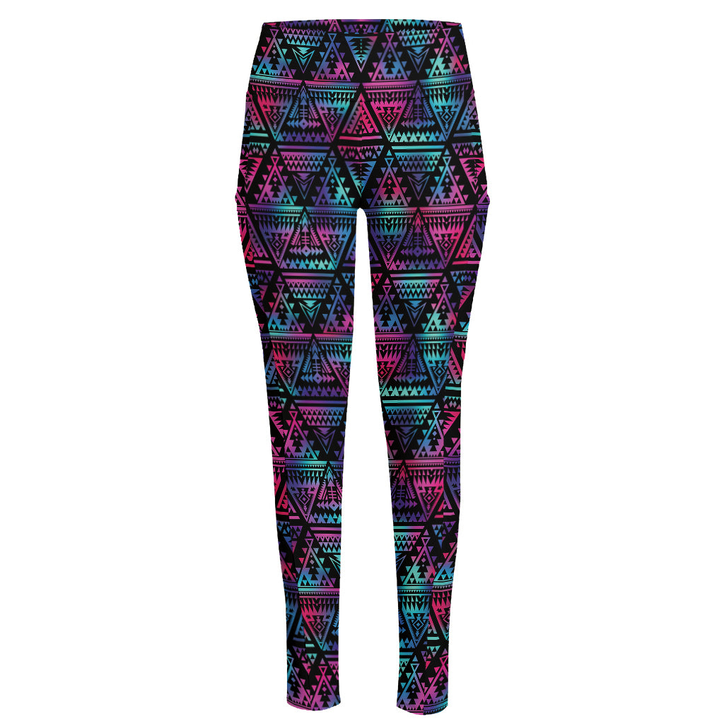 Triangle Ethnic Navajo Pattern Print High-Waisted Pocket Leggings
