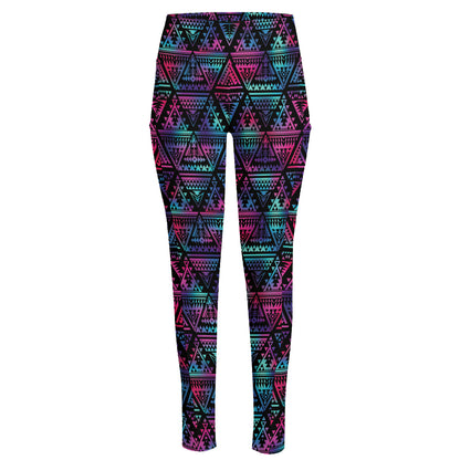 Triangle Ethnic Navajo Pattern Print High-Waisted Pocket Leggings