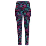 Triangle Ethnic Navajo Pattern Print High-Waisted Pocket Leggings