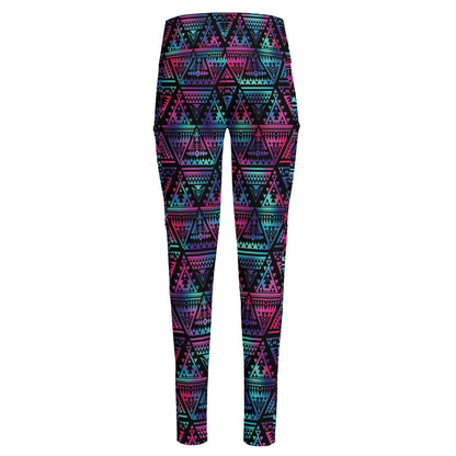 Triangle Ethnic Navajo Pattern Print High-Waisted Pocket Leggings