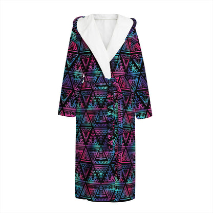 Triangle Ethnic Navajo Pattern Print Hooded Bathrobe