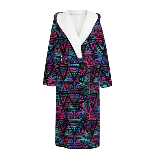 Triangle Ethnic Navajo Pattern Print Hooded Bathrobe