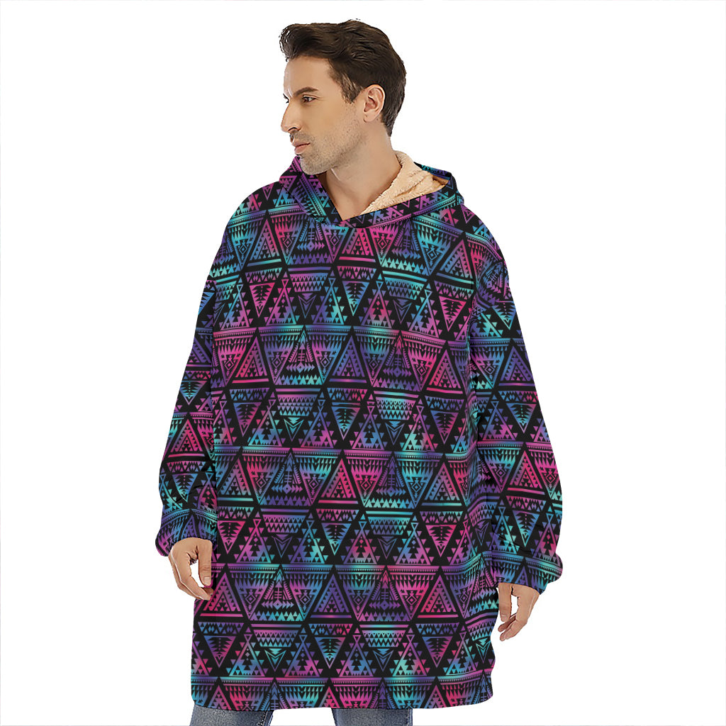 Triangle Ethnic Navajo Pattern Print Hoodie Blanket