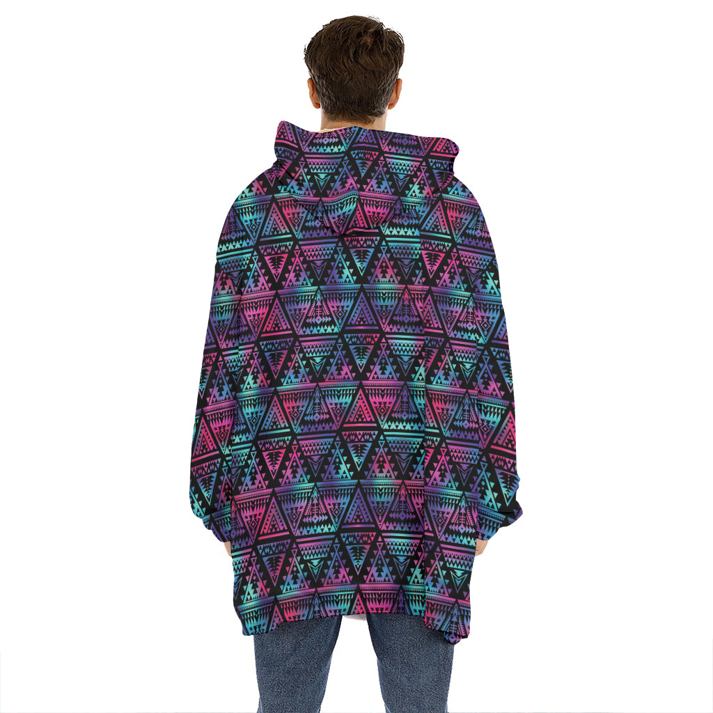 Triangle Ethnic Navajo Pattern Print Hoodie Blanket