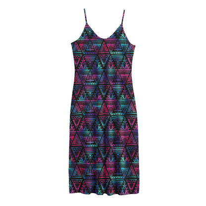 Triangle Ethnic Navajo Pattern Print Jersey Midi Cami Dress