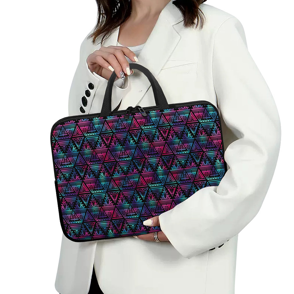 Triangle Ethnic Navajo Pattern Print Laptop Sleeve With Handle