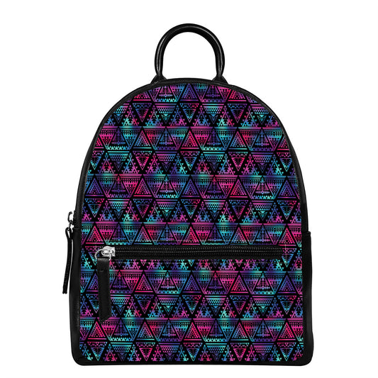 Triangle Ethnic Navajo Pattern Print Leather Backpack