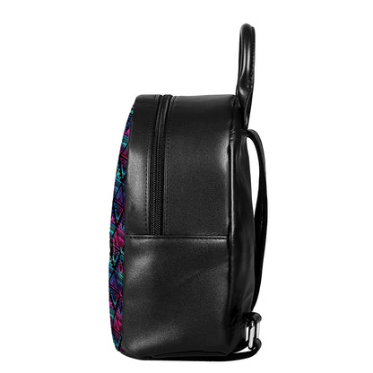 Triangle Ethnic Navajo Pattern Print Leather Backpack