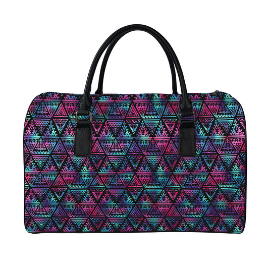 Triangle Ethnic Navajo Pattern Print Leather Duffle Bag