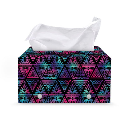 Triangle Ethnic Navajo Pattern Print Leather Tissue Box Cover