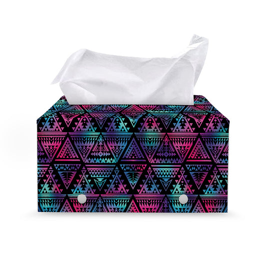 Triangle Ethnic Navajo Pattern Print Leather Tissue Box Cover