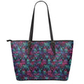 Triangle Ethnic Navajo Pattern Print Leather Tote Bag With Zipper