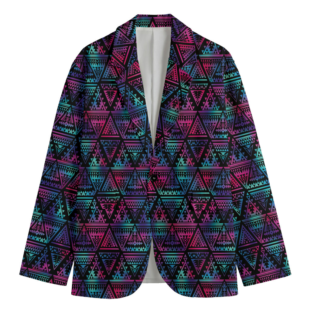 Triangle Ethnic Navajo Pattern Print Men's Cotton Blazer