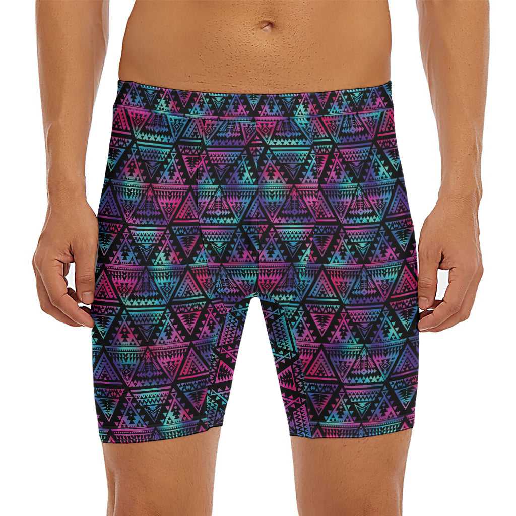 Triangle Ethnic Navajo Pattern Print Men's Long Boxer Briefs