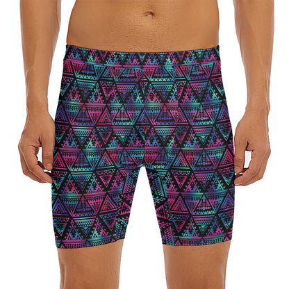 Triangle Ethnic Navajo Pattern Print Men's Long Boxer Briefs