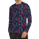 Triangle Ethnic Navajo Pattern Print Men's Long Sleeve Rash Guard
