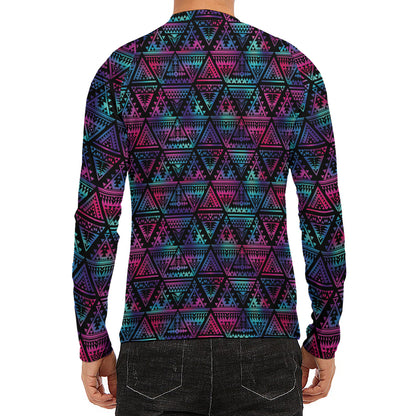 Triangle Ethnic Navajo Pattern Print Men's Long Sleeve Rash Guard