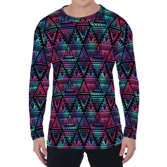 Triangle Ethnic Navajo Pattern Print Men's Long Sleeve T-Shirt