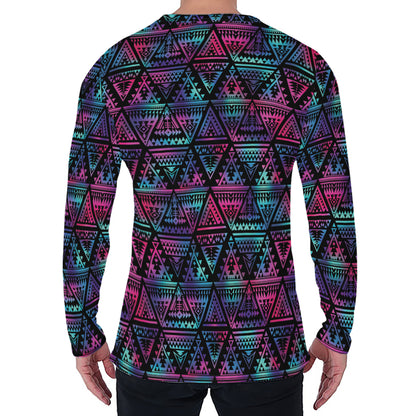 Triangle Ethnic Navajo Pattern Print Men's Long Sleeve T-Shirt