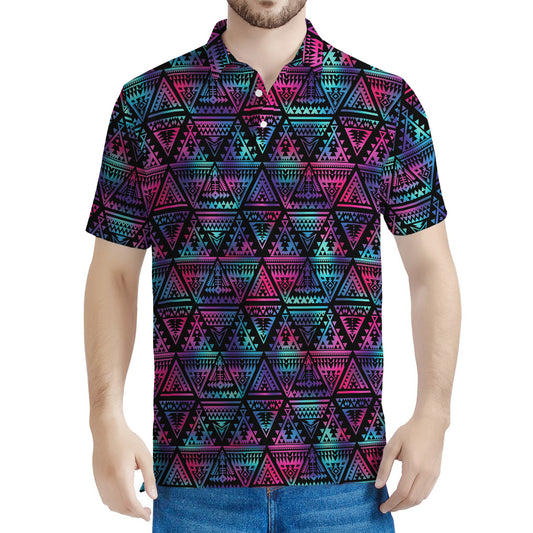 Triangle Ethnic Navajo Pattern Print Men's Polo Shirt