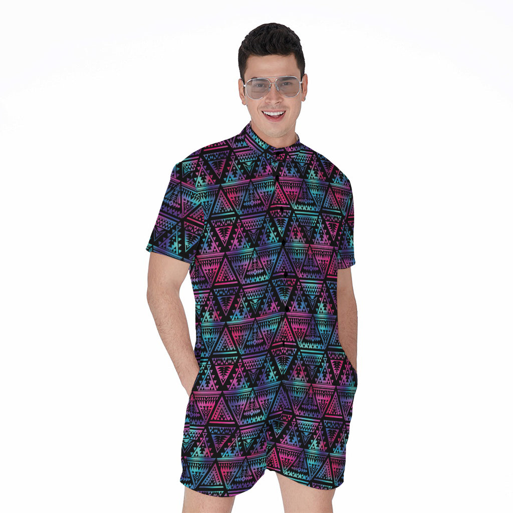 Triangle Ethnic Navajo Pattern Print Men's Rompers