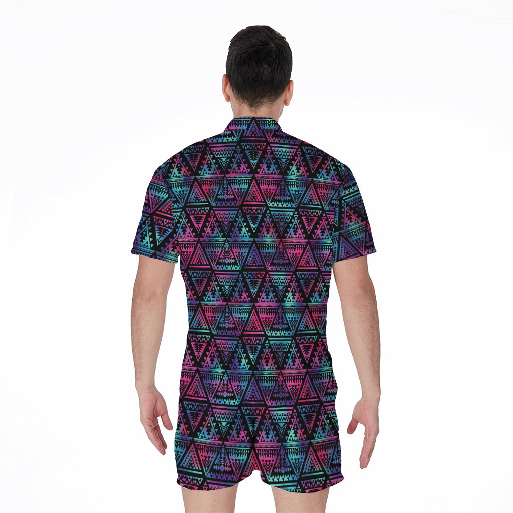 Triangle Ethnic Navajo Pattern Print Men's Rompers