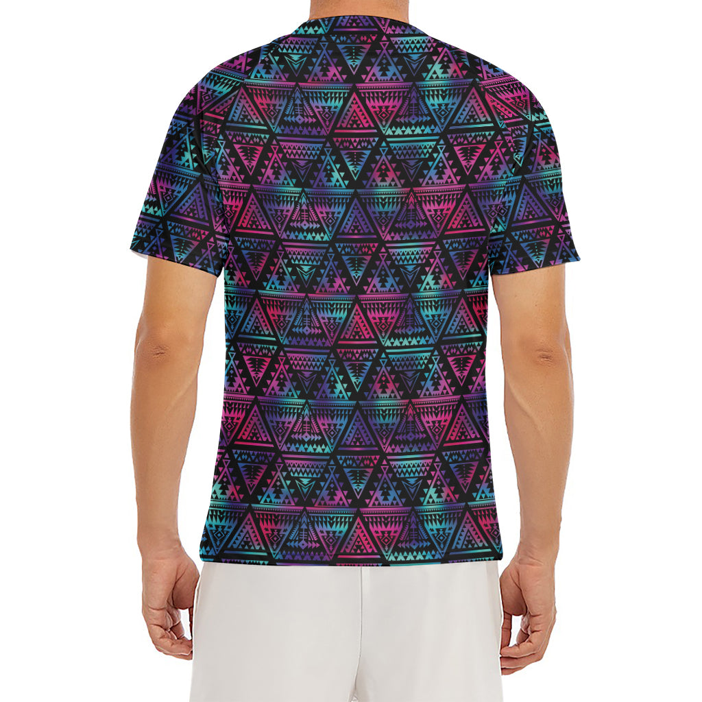 Triangle Ethnic Navajo Pattern Print Men's Short Sleeve Rash Guard