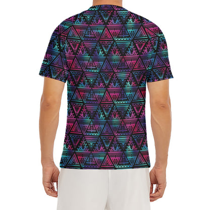 Triangle Ethnic Navajo Pattern Print Men's Short Sleeve Rash Guard