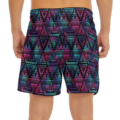 Triangle Ethnic Navajo Pattern Print Men's Split Running Shorts