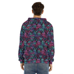 Triangle Ethnic Navajo Pattern Print Men's Velvet Pullover Hoodie