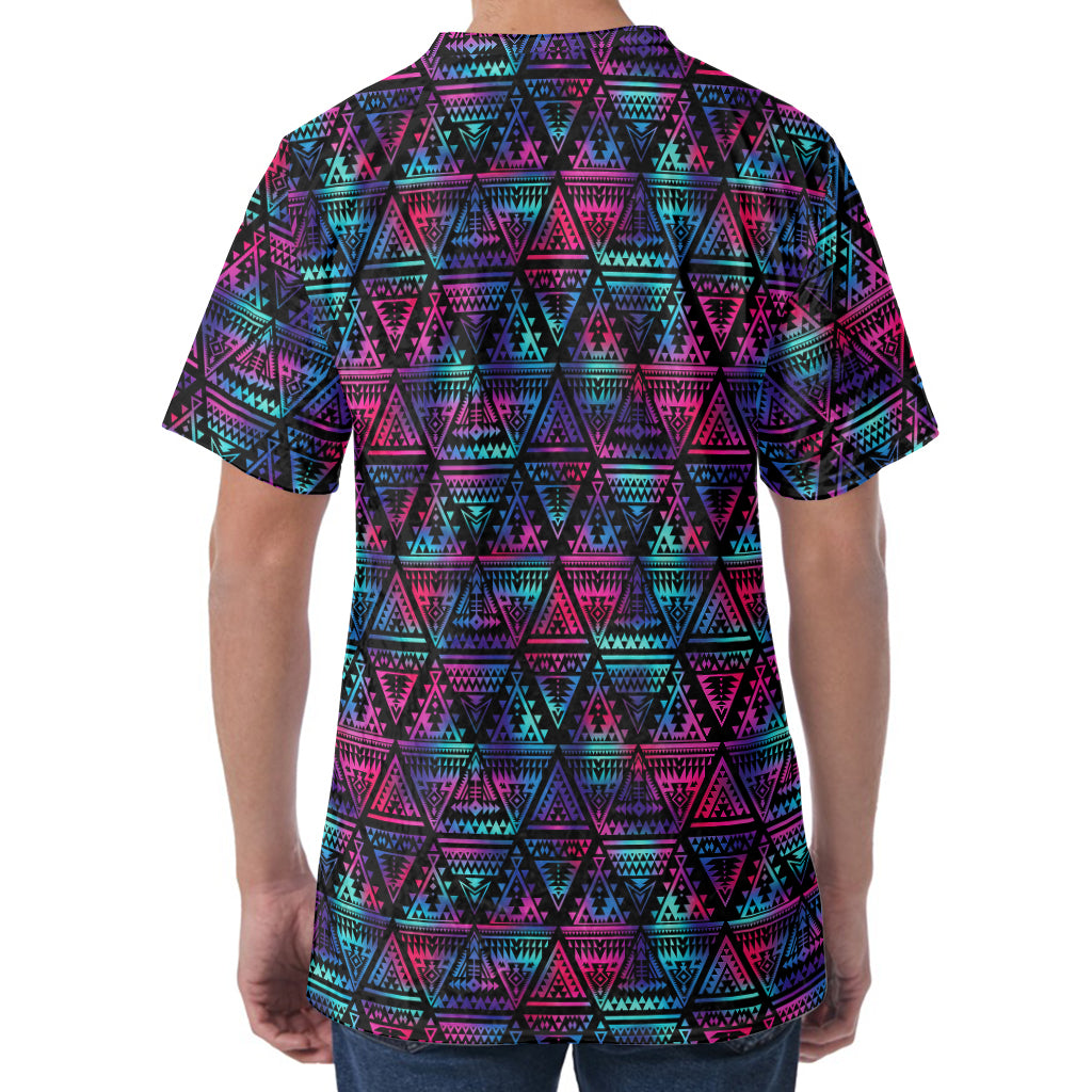 Triangle Ethnic Navajo Pattern Print Men's Velvet T-Shirt