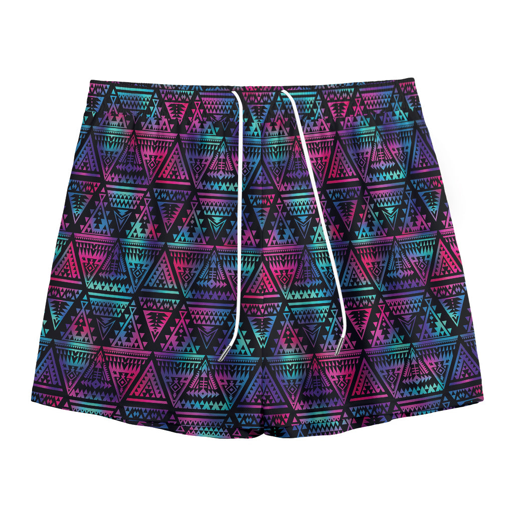 Triangle Ethnic Navajo Pattern Print Mesh Shorts