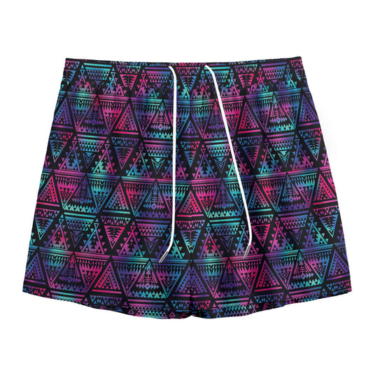 Triangle Ethnic Navajo Pattern Print Mesh Shorts