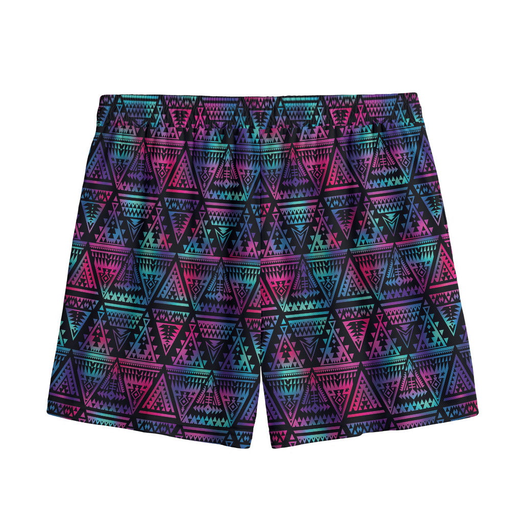 Triangle Ethnic Navajo Pattern Print Mesh Shorts