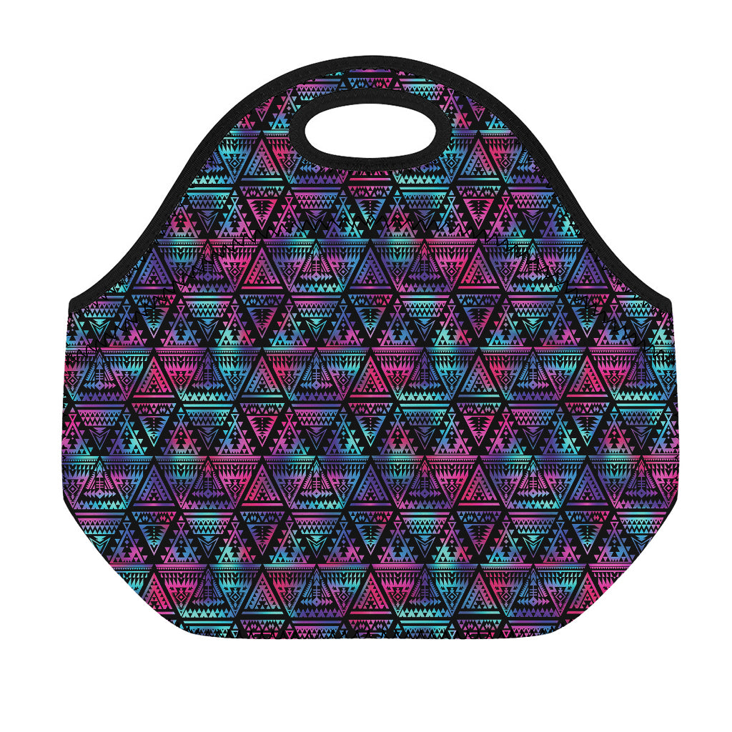 Triangle Ethnic Navajo Pattern Print Neoprene Lunch Bag